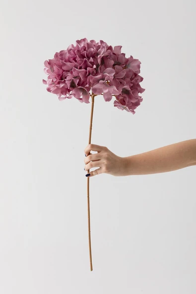 Güleç Yapay Çiçek Yapay Vazo Çiçeği Ortanca 75 Cm 5 Dal Gül Kurusu ürün görseli 1