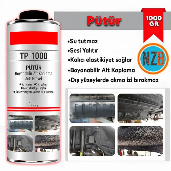 Pütür 1 Kg Araç Araba Çamurluk Taş Darbe Koruma Su Tutmaz Ses Yalıtımlı Boyanabilir Kaplama 1000 Gr ürün görseli 1