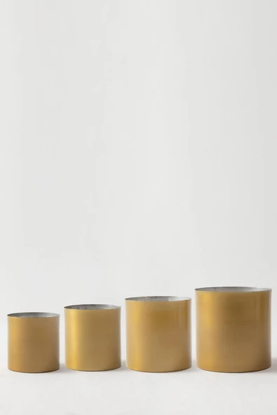 Güleç Yapay Çiçek Metal Saksı Gold 4'lü Set ürün görseli 1