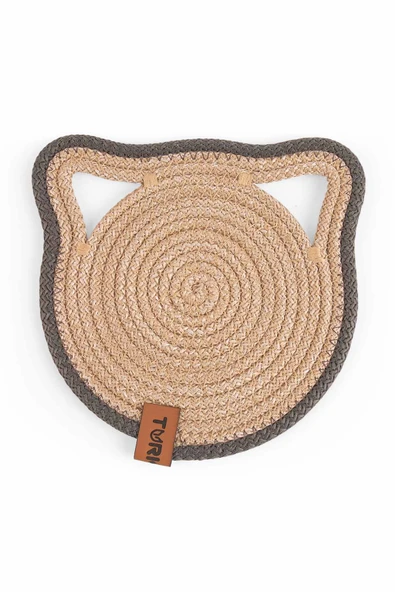 Küçük Boy Yuvarlak Jüt Kedi Köpek Mama Paspası, Hasır Evcil Hayvan Matı, Çok Amaçlı Altlık 17*17 cm ürün görseli 1