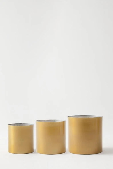 Güleç Yapay Çiçek Metal Saksı Gold 3'lü Set ürün görseli 1