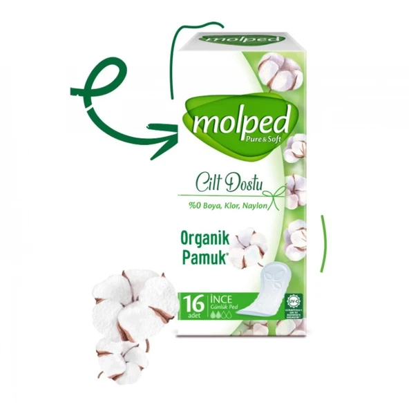 Molped Pure & Soft İnce Günlük Ped 16 Adet ürün görseli 1
