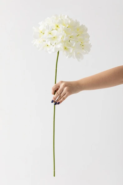 Güleç Yapay Çiçek Yapay Vazo Çiçeği Ortanca 75 Cm 5 Dal Beyaz ürün görseli 1