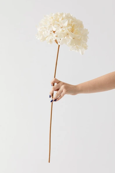 Güleç Yapay Çiçek Yapay Vazo Çiçeği Ortanca 75 Cm 5 Dal Krem ürün görseli 1
