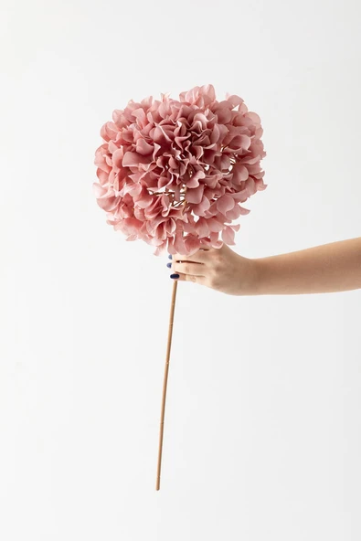 Güleç Yapay Çiçek Yapay Vazo Çiçeği Ortanca 75 Cm 5 Dal Pembe ürün görseli 1