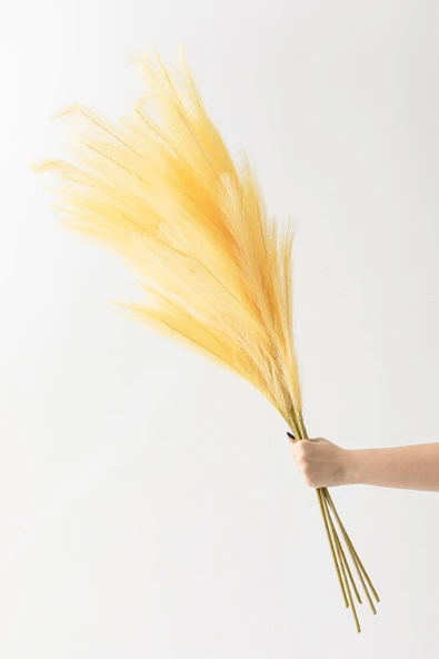 Güleç Yapay Çiçek Yapay Pampas 100 Cm Tek Dal Sarı 5'li ürün görseli 1