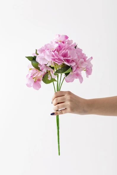 Güleç Yapay Çiçek Yapay Ortanca Çiçeği Pembe 45 Cm 7 Dal ürün görseli 1