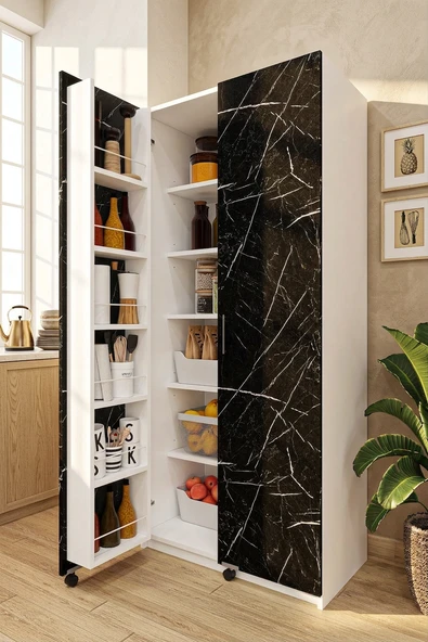 Lüks 2 Kapılı Çok Amaçlı Kiler Dolabı %100 MDF Erzak Organizer Mutfak Dolabı MK04 ürün görseli 1