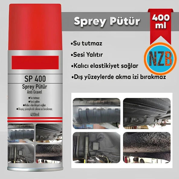 Anti Gravel Sprey Pütür Su Tutmaz Ses Yalıtımlı Boyanabilir Kaplama Araç Araba Çamurluk Koruma 400ml ürün görseli 1