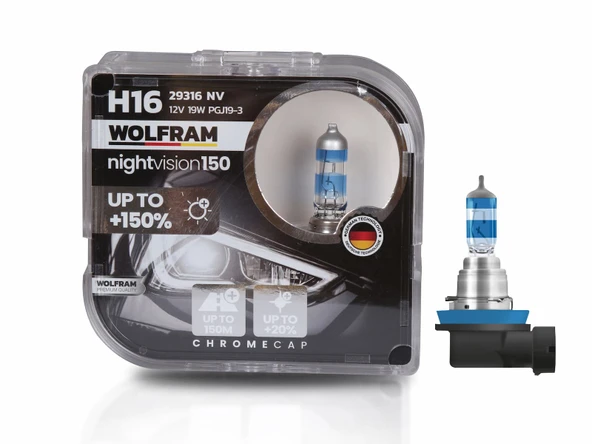 H16 Halojen Ampul NV +%150 Fazla Işık ve %20 Beyaz Işık 12V 19W 29316NV ürün görseli 1