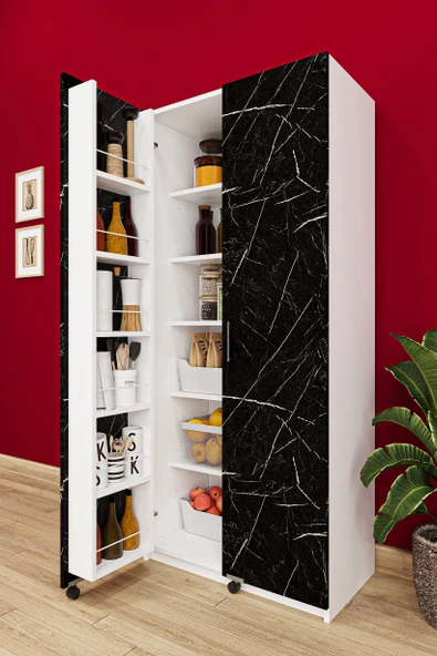 Lüks 2 Kapılı Çok Amaçlı Kiler Dolabı %100 MDF Erzak Organizer Mutfak Dolabı MK04 ürün görseli 1