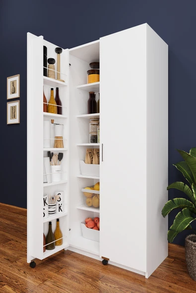 Lüks 2 Kapılı Çok Amaçlı Kiler Dolabı %100 MDF Erzak Organizer Mutfak Dolabı MK01 ürün görseli 1