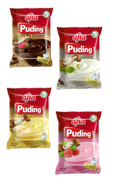 Afia 4 Paket Puding (kakao, Vanilya, Çilek, Muz) ürün görseli 1