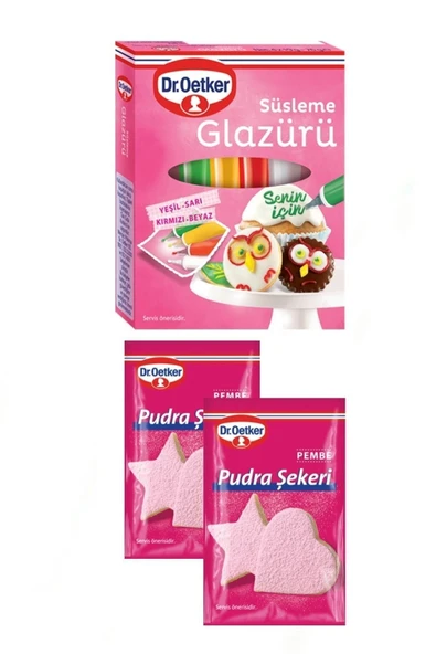 Hastat Dr. Oetker Süsleme Glazürü (4 Tüp X19 G.) + Pembe Pudra Şekeri 2 Paket X 15 G.) ürün görseli 1