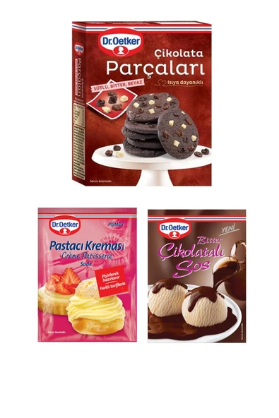 Dr. Oetker Çikolata Parçaları + Bitter Çikolatalı Sos + Pastacı Kreması ürün görseli 1