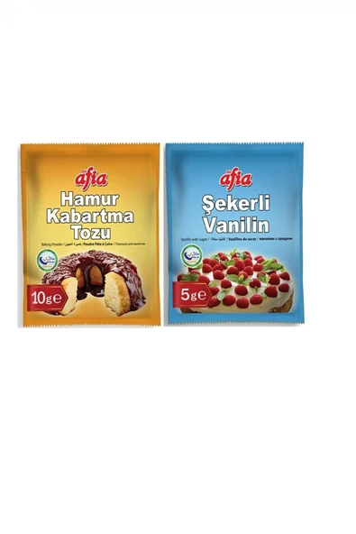Afia Helal Sertifikalı Şekerli Vanilin 5 gr.x10 + Kabartma Tozu 10 gr.x10 ürün görseli 1