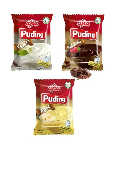 Afia Helal Sertifikalı Puding 3'lü Ürün (VANİLYALI - KAKAOLU - MUZLU) ürün görseli 1