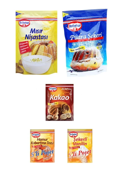 Dr. Oetker Kurabiye Malzeme Paketi-2 Mısır Nişastası  Pudra Şekeri Vanilya Kakao Kabartma Tozu ürün görseli 1
