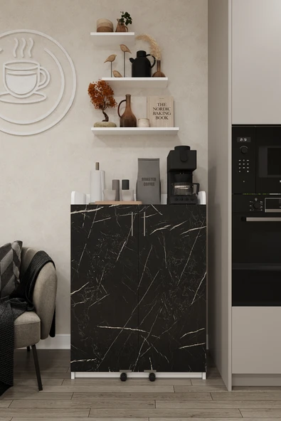Lüks 2 Kapılı Çok Amaçlı Kiler Dolabı %100 MDF Erzak Organizer Mutfak Dolabı MK11 ürün görseli 1