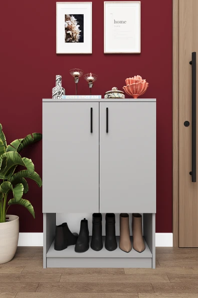 Lüks 2 Kapaklı Ayakkabılık Düzenleyici %100 MDF 4 Raflı Çok Amaçlı Dolap A03 ürün görseli 1
