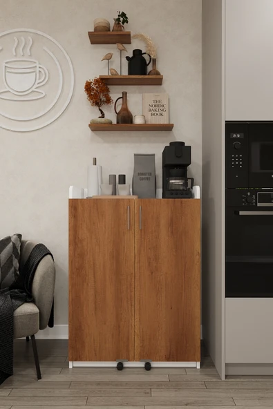 Lüks 2 Kapılı Çok Amaçlı Kiler Dolabı %100 MDF Erzak Organizer Mutfak Dolabı MK12 ürün görseli 1