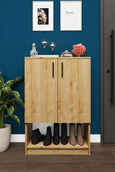 Lüks 2 Kapaklı Ayakkabılık Düzenleyici %100 MDF 4 Raflı Çok Amaçlı Dolap A02 ürün görseli 1