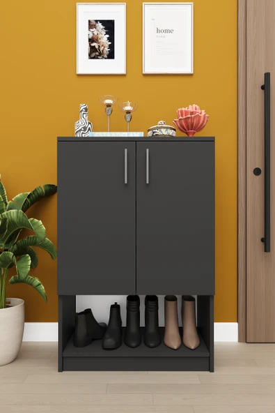Lüks 2 Kapaklı Ayakkabılık Düzenleyici %100 MDF 4 Raflı Çok Amaçlı Dolap A08 ürün görseli 1