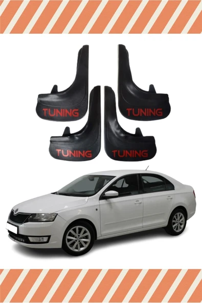 KRMNSTYLE  YB Skoda Rapid Tunıng Yazılı 4'lü Tozluk Çamurluk Paçalık ürün görseli 1