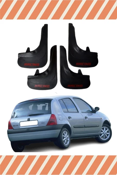 Heda Tex  Renault Clio 2 Hb 1998-2006 Racing Yazılı 4'lü Tozluk Çamurluk Paçalık ürün görseli 1