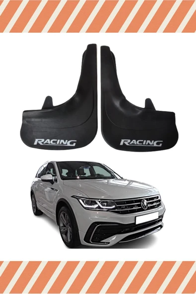 Heda Tex  Volswagen Tiguan Tüm Kasalar Racing Beyaz Yazılı 2'Li Tozluk Çamurluk Paçalık ürün görseli 1