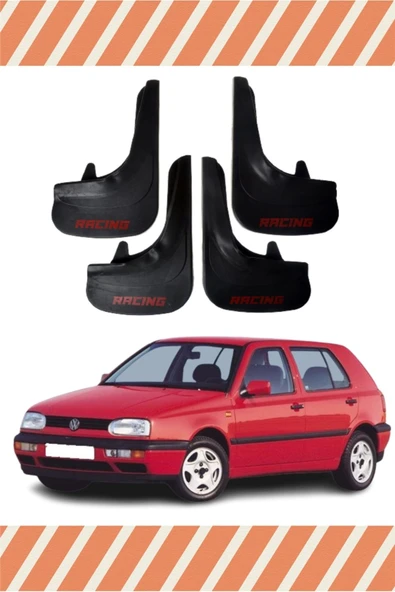 ALPAX OTOMOTİV  Volkswagen Golf 3  Uyumlu Tüm Kasalar Racing Yazılı 4'lü Tüm Kasalar Tozluk Çamurluk Paçalık ürün görseli 1