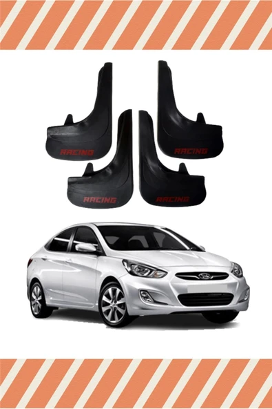 ALPAX OTOMOTİV  Hyundai Accent Blue Uyumlu Racing Yazılı 4'lü Tozluk Çamurluk Paçalık ürün görseli 1