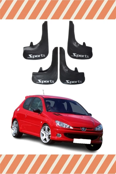 Heda Tex  YB Peugeot 206 Hb Sports Yazılı 4'lü Tozluk Çamurluk Paçalık ürün görseli 1