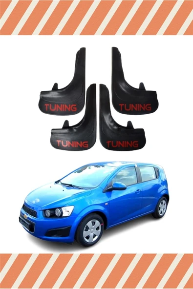 TESORİ TESSİLLİ  Chevrolet Aveo Hb 2011 Ve Sonrası Tunıng Yazılı 4'lü Tozluk Çamurluk Paçalık ürün görseli 1