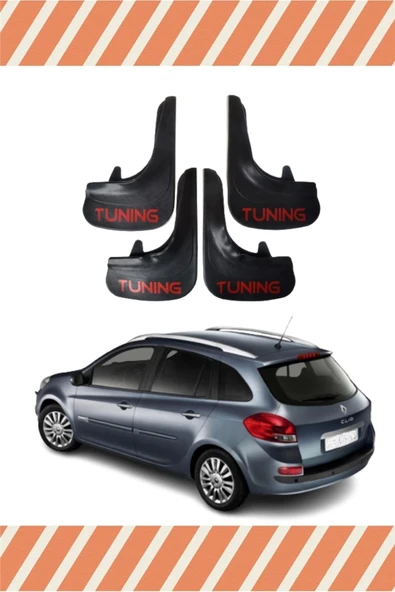ALPAX OTOMOTİV  Renault Clio 3 Stw 2006-2012 Tunıng Yazılı 4'lü Tozluk Çamurluk Paçalık ürün görseli 1
