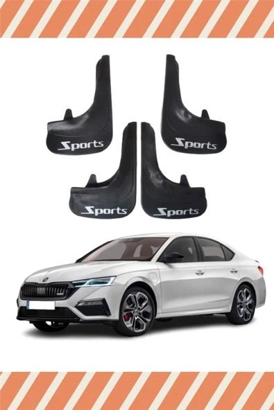 ALPAX OTOMOTİV  YB Skoda Octavia Sports Yazılı 4'lü Tozluk Çamurluk Paçalık ürün görseli 1