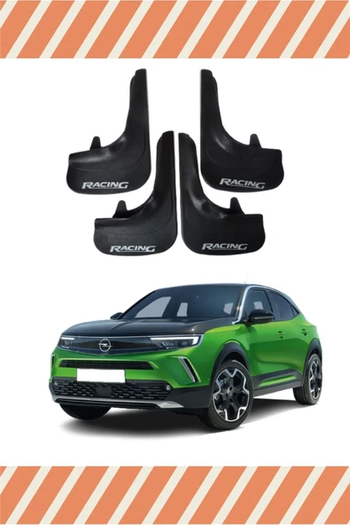 ALPAX OTOMOTİV  Opel Mokka 2012-2020 Racing Beyaz Yazılı 4'lü Tozluk Çamurluk Paçalık ürün görseli 1