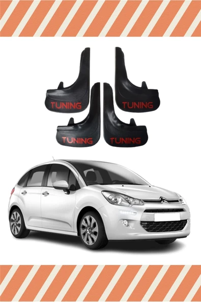 Heda Tex  Citroen C3 2011-2015 Tunıng Yazılı 4'lü Tozluk Çamurluk Paçalık ürün görseli 1