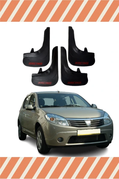 Heda Tex  Dacia Sandero 2007-2012 Racing Kırmızı Yazılı 4'lü Tozluk Çamurluk Paçalık ürün görseli 1