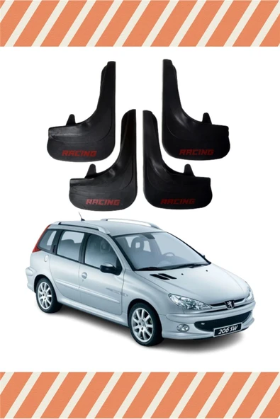 Heda Tex  Peugeot 206 Stw Tüm Kasalar Racing Yazılı 4'lü Tozluk Çamurluk Paçalık ürün görseli 1