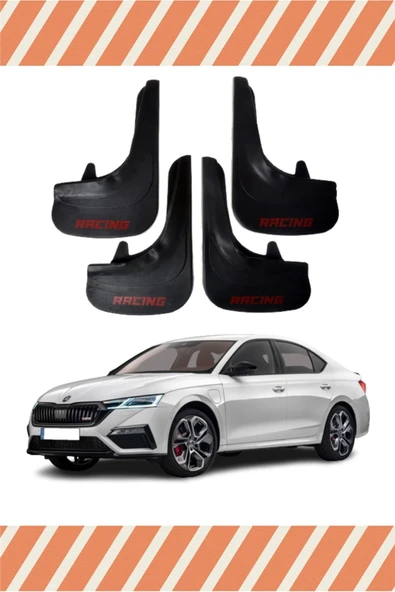 Heda Tex  Skoda Octavia Racing Kırmızı Yazılı 4'lü Tozluk Çamurluk Paçalık ürün görseli 1