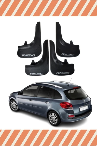 Heda Tex  Renault Clio 3 Stw 2006-2012 Racing Yazılı 4'lü Tozluk Çamurluk Paçalık ürün görseli 1