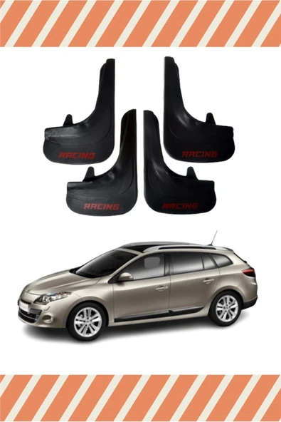 Heda Tex  Renault Megane 3 Stw 2010-2016 Racing Yazılı 4'lü Tozluk Çamurluk Paçalık ürün görseli 1