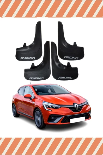Heda Tex  Renault Clio 5 Hb 2019-2021 Racing Yazılı 4'lü Tozluk Çamurluk Paçalık ürün görseli 1