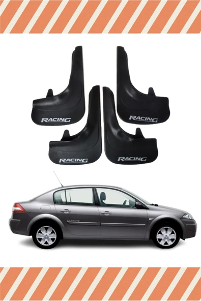 Heda Tex  Renault Megane 2 Sd 2004-2010 Racing Yazılı 4'lü Tozluk Çamurluk Paçalık ürün görseli 1