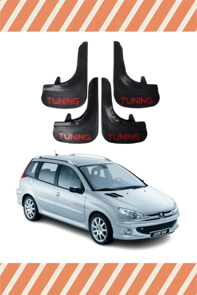 Heda Tex  Peugeot 206 Stw Tüm Kasalar Tuning Yazılı 4'lü Tozluk Çamurluk Paçalık ürün görseli 1