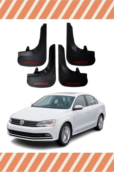 Heda Tex  Volswagen Jetta Racing Kırmızı Yazılı 4'lü Tozluk Çamurluk Paçalık ürün görseli 1