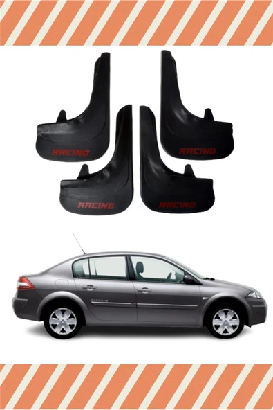 Heda Tex  Renault Megane 2 Sd 2004-2010 Racing Yazılı 4'lü Tozluk Çamurluk Paçalık ürün görseli 1