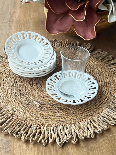 Dantel Motif 6'Lı Çay Tabak ürün görseli 1
