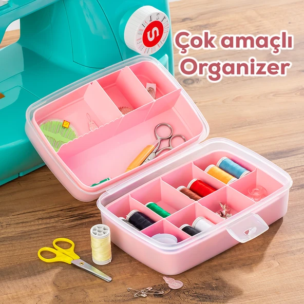 Porsima 1192-2 Premium 12 Bölmeli Çok Amaçlı Organizer Takı Toka Makyaj Yüzük Saklama Box Balıkçı Malzeme Kutusu Pembe ürün görseli 1